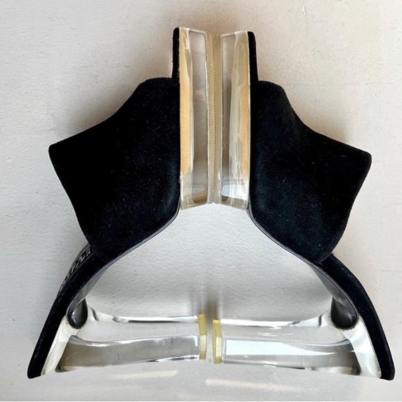 Stuart Weitzman Lucite Heel Suede Heels - Picture 7 of 9